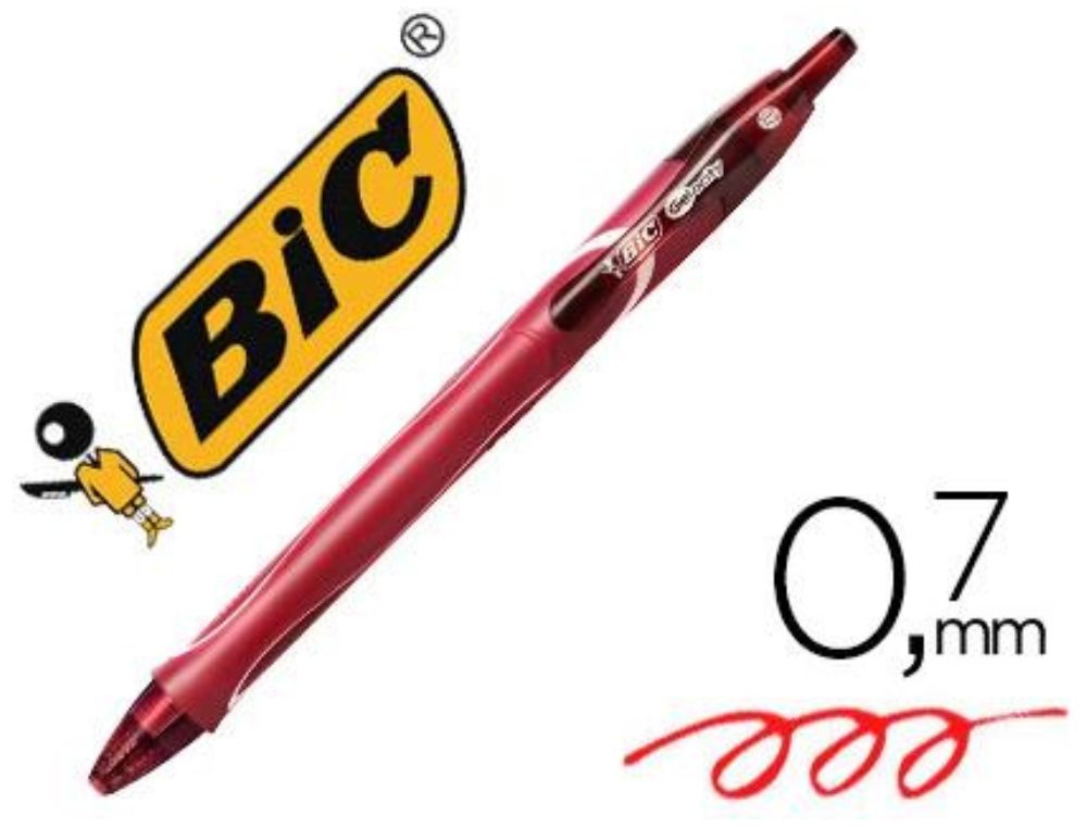 BOLIGRAFO BIC GELOCITY QUICK DRY RETRACTIL TINTA GEL ROJO PUNTA DE 0,7 MM
