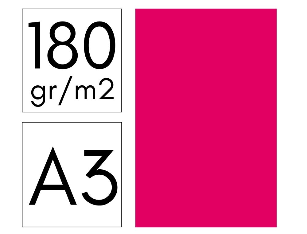 CARTULINA FABRISA DIN A3 180 G/M2 FUCSIA PAQUETE DE 50 HOJAS