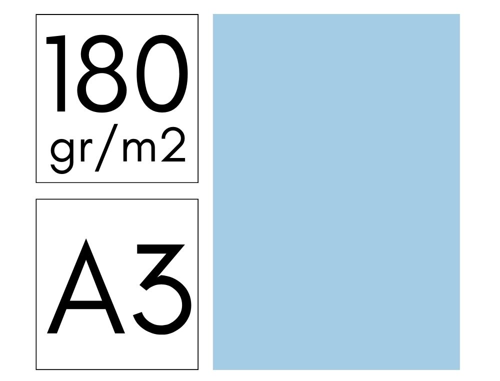 CARTULINA FABRISA DIN A3 180 G/M2 AZUL CLARO PAQUETE DE 50 HOJAS