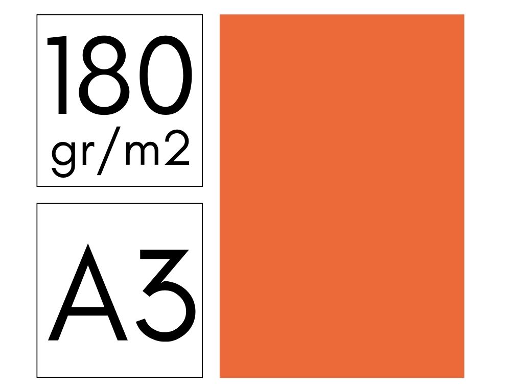 CARTULINA FABRISA DIN A3 180 G/M2 NARANJA PAQUETE DE 50 HOJAS