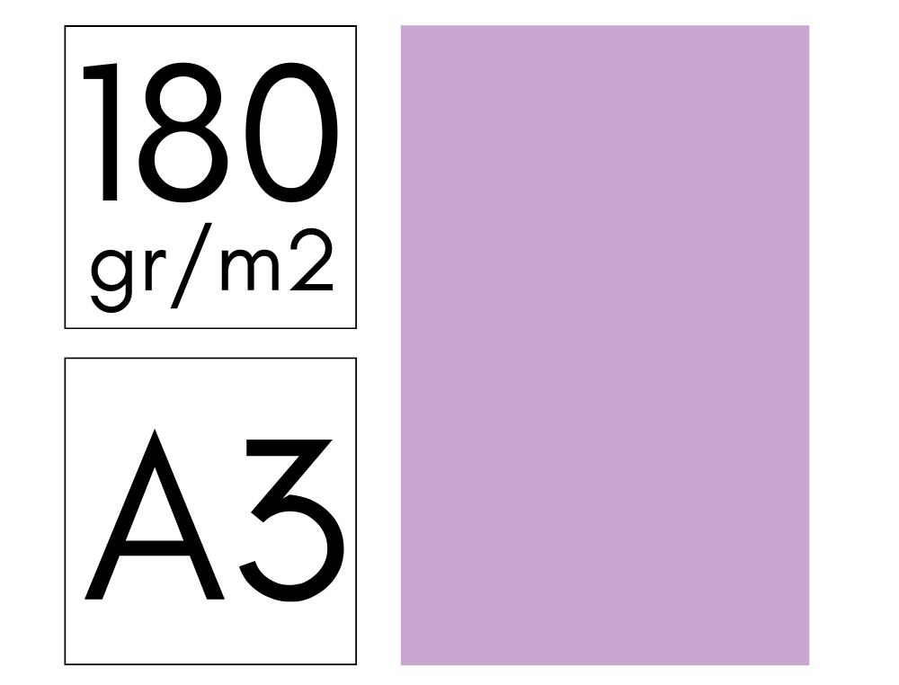 CARTULINA FABRISA DIN A3 180 G/M2 LILA PAQUETE DE 50 HOJAS