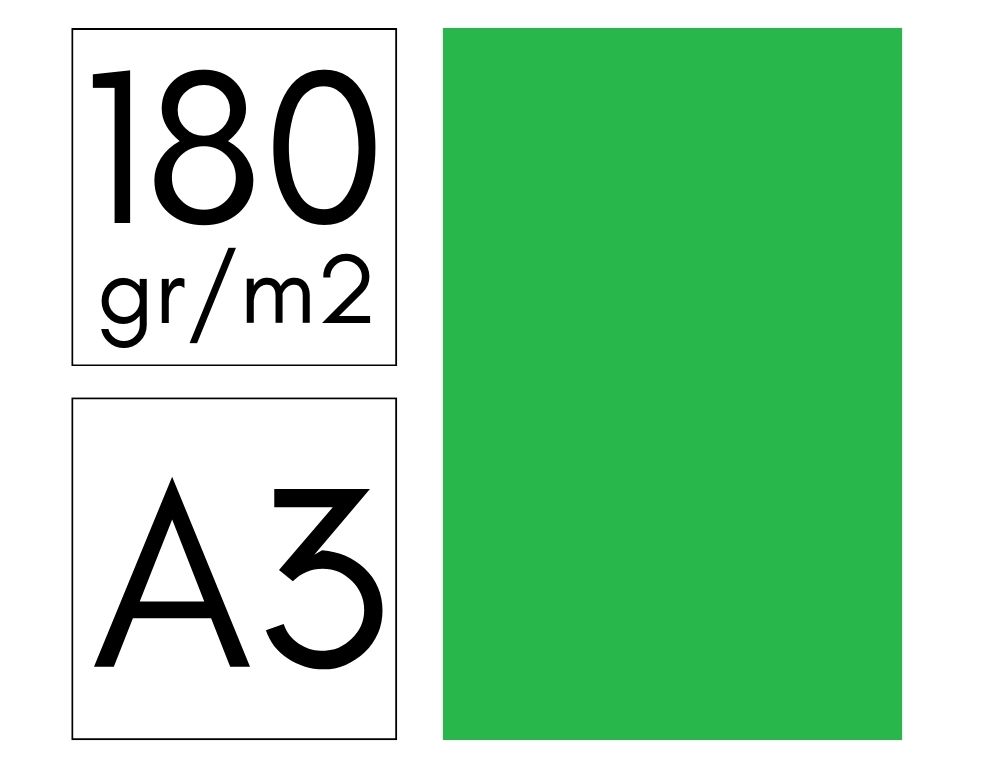 CARTULINA FABRISA DIN A3 180 G/M2 VERDE PAQUETE DE 50 HOJAS