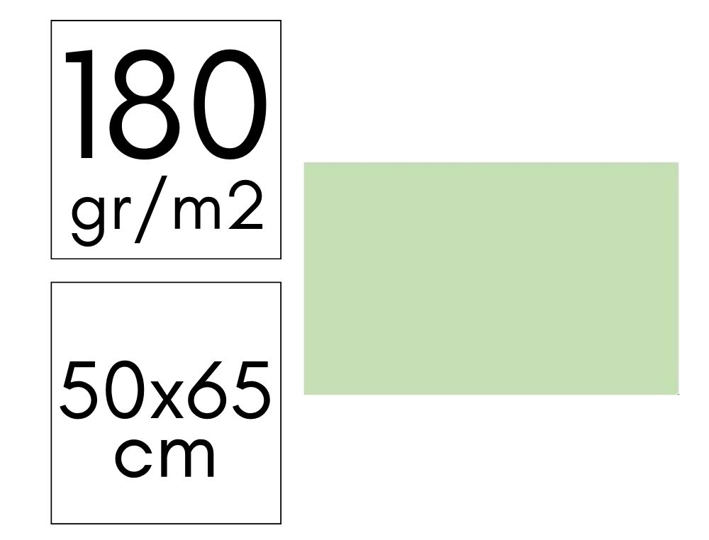 CARTULINA 180GR 50X65 PAQ. 10 HOJAS VERDE CLARO