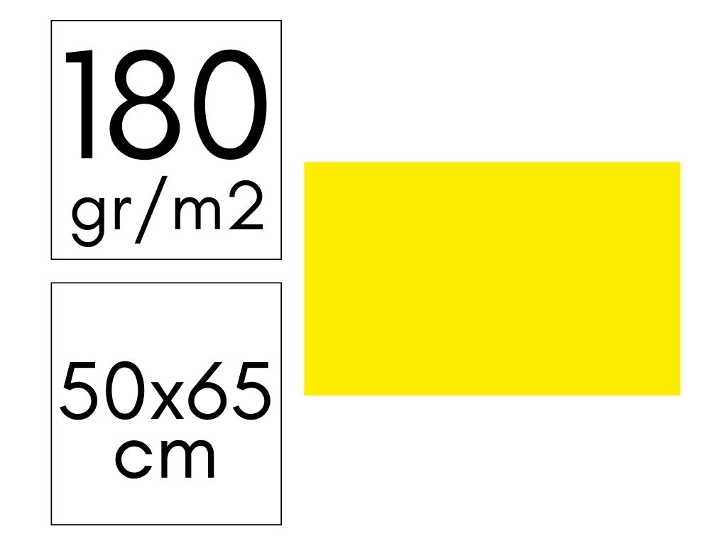 CARTULINA 180GR 50X65 PAQ. 10 HOJAS AMARILLO FUERTE