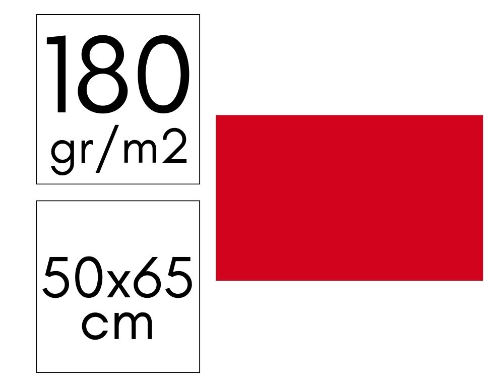 CARTULINA 180GR 50X65 PAQ. 10 HOJAS ROJO