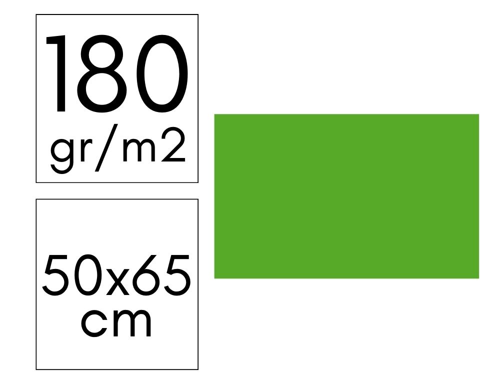 CARTULINA 180GR 50X65 PAQ. 10 HOJAS VERDE FUERTE