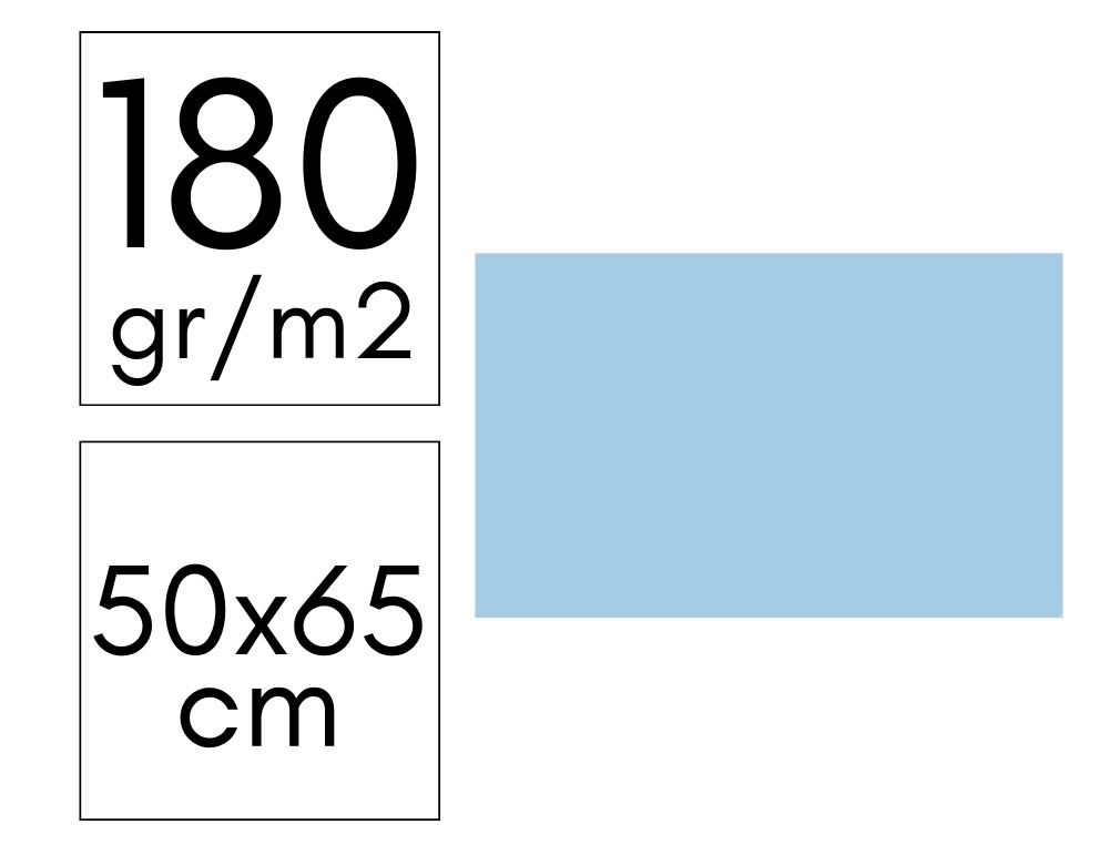 CARTULINA 180GR 50X65 PAQ. 10 HOJAS AZUL CLARO