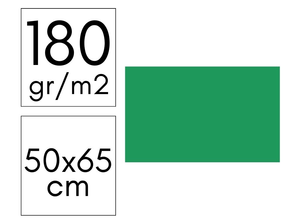 CARTULINA 180GR 50X65 PAQ. 10 HOJAS VERDE OSCURO
