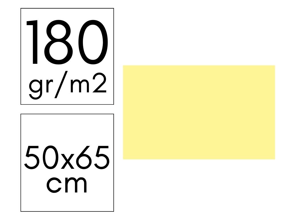CARTULINA 180GR 50X65 PAQ. 10 HOJAS AMARILLO