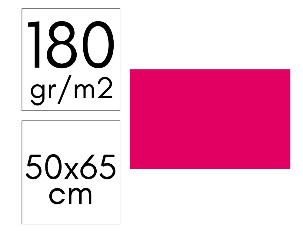 CARTULINA 180GR 50X65 PAQ. 10 HOJAS FUCSIA