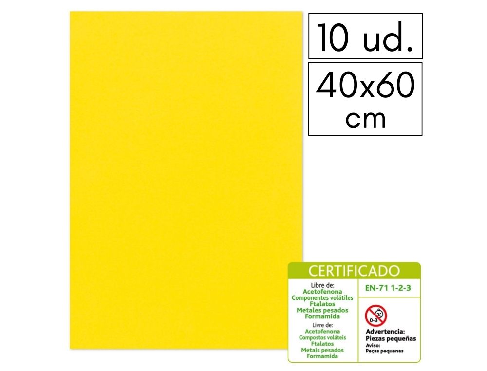 LMINA GOMA EVA LISA 40 X 60 CM 2 MM AMARILLO