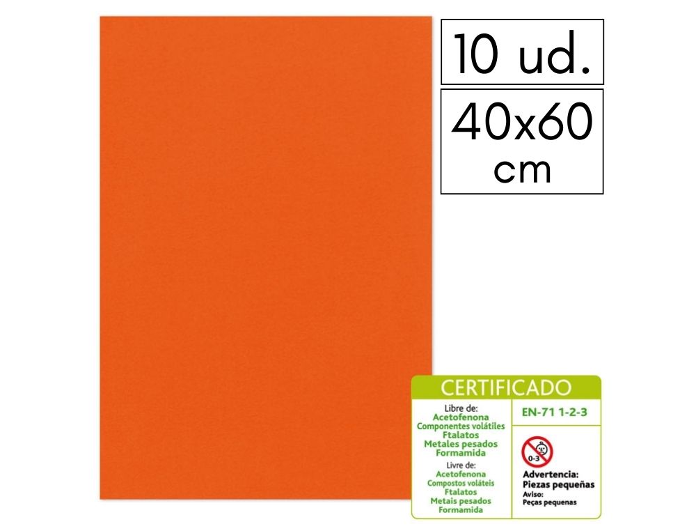 LMINA GOMA EVA LISA 40 X 60 CM 2 MM NARANJA