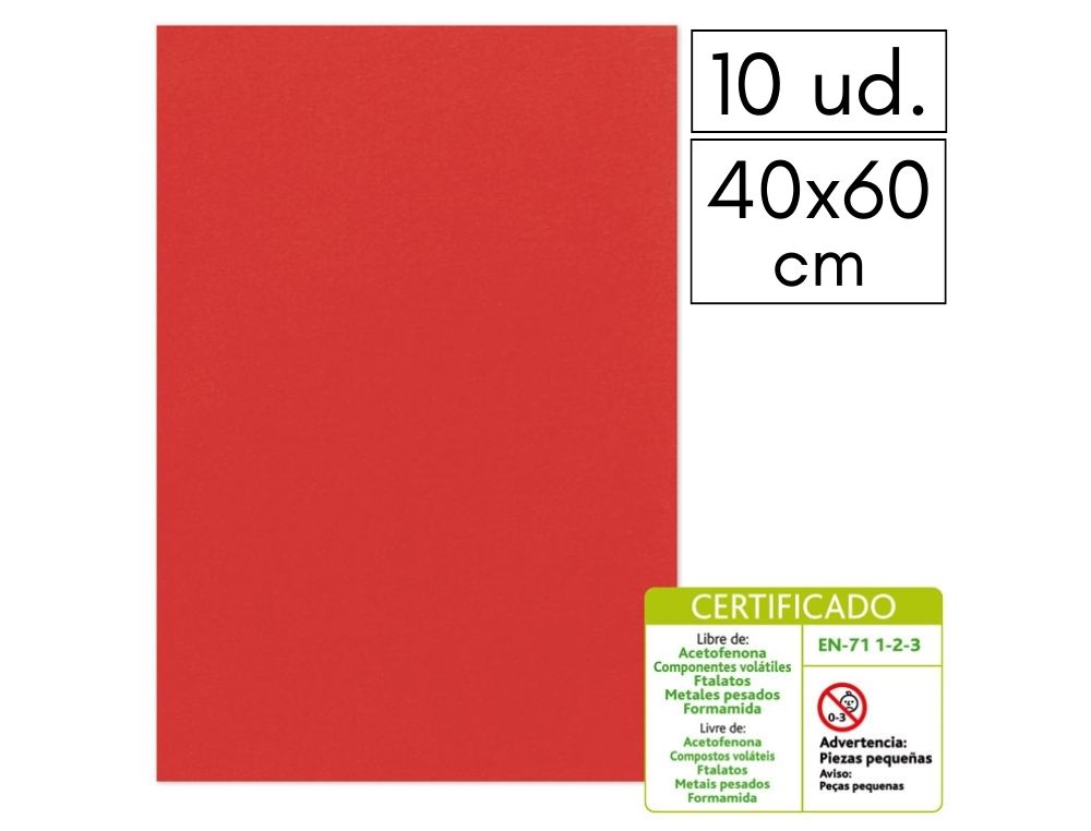LMINA GOMA EVA LISA 40 X 60 CM 2 MM ROJO
