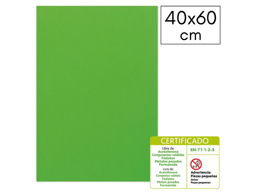 LMINA GOMA EVA LISA 40 X 60 CM 2 MM VERDE CLARO