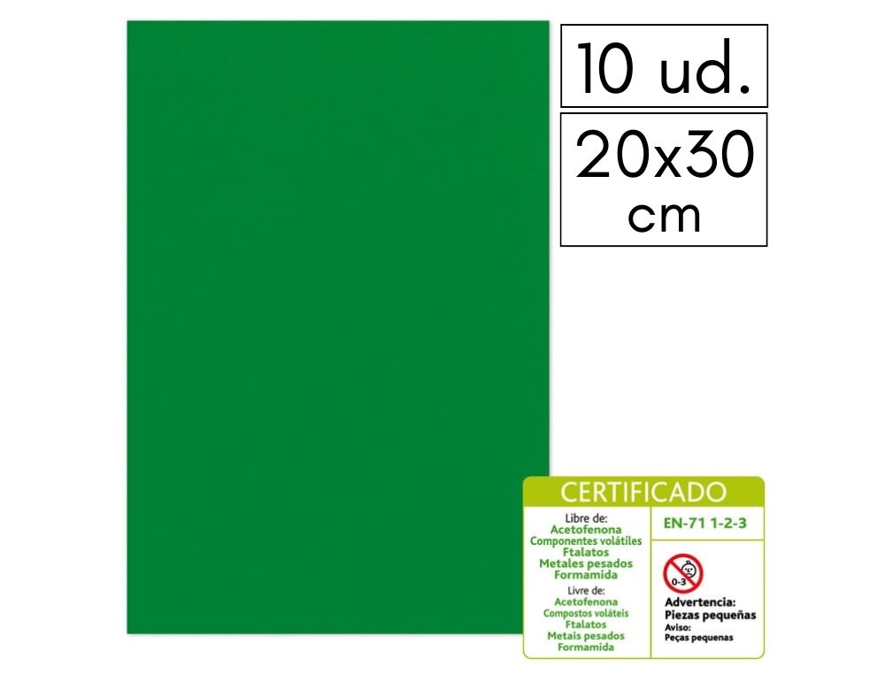 LMINA GOMA EVA LISA 20 X 30 CM 2 MM VERDE OSCURO
