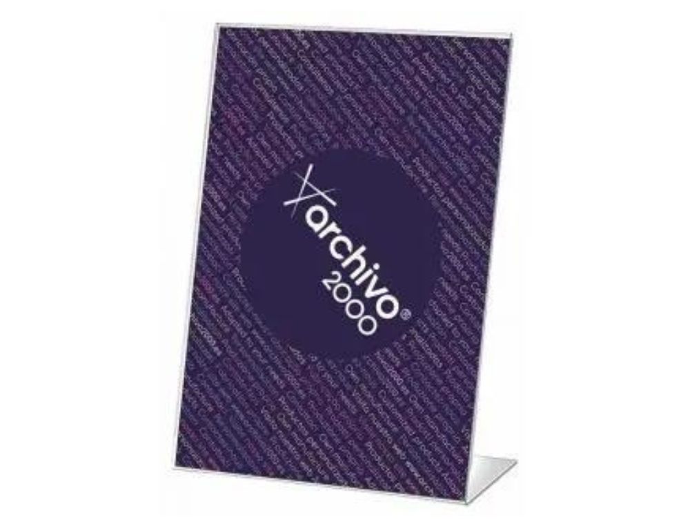 EXPOSITOR SOBREMESA ARCHIVO 2000 CON FORMA L POLIESTIRENO TRANSPARENTE DIN A5 VERTICAL 55X210X150 MM