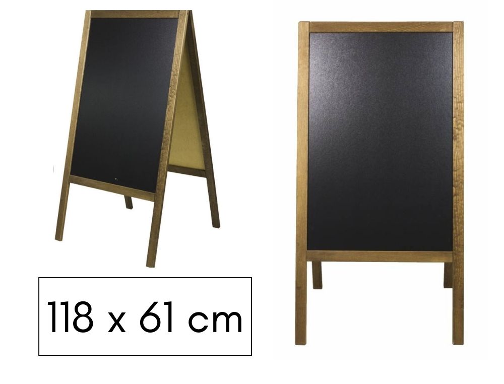 PIZARRA NEGRA CABALLETE DOBLE CARA 1180X610X40 MM 