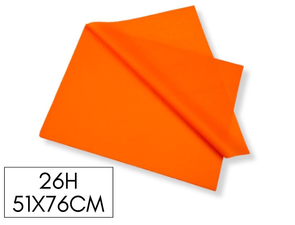 PACK DE 26H PAPEL SEDA COLOR NARANJA