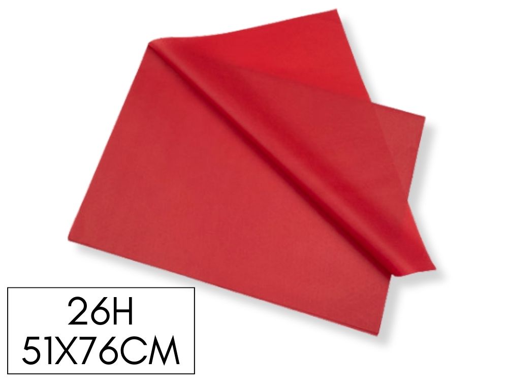 PACK DE 26H PAPEL SEDA COLOR ROJO