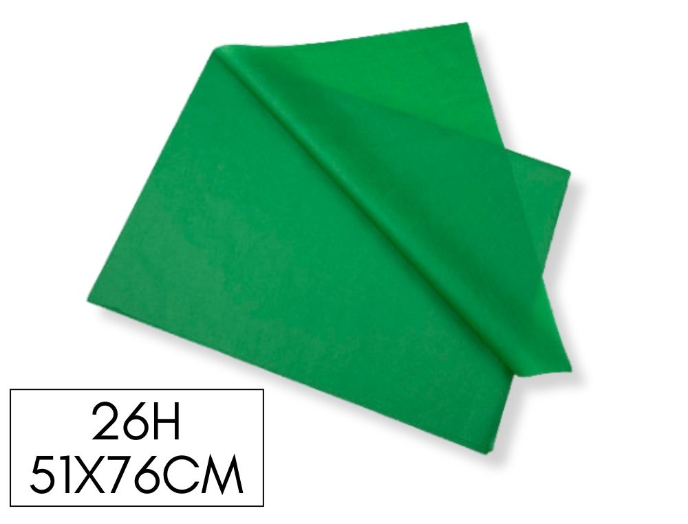 PACK DE 26H PAPEL SEDA COLOR VERDE FUERTE