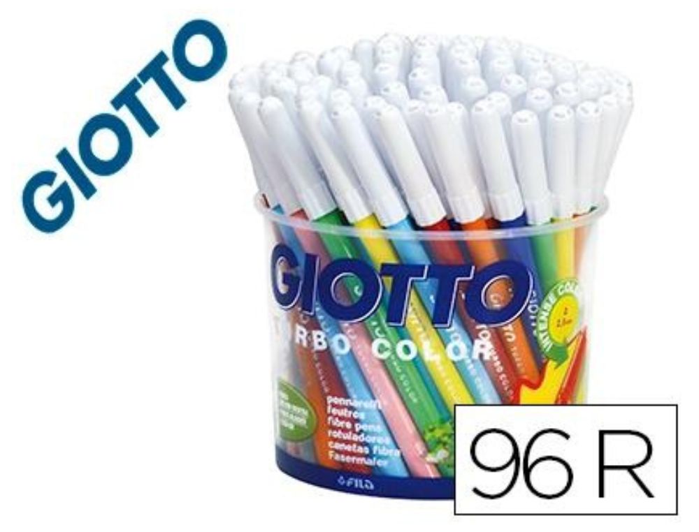 ROTULADOR GIOTTO TURBO COLOR BOTE DE 96 UNIDADES 12 COLORESPOR 8 UNIDADES DE CADA COLOR LAVABLES CON PUNTA BLOQUEADA