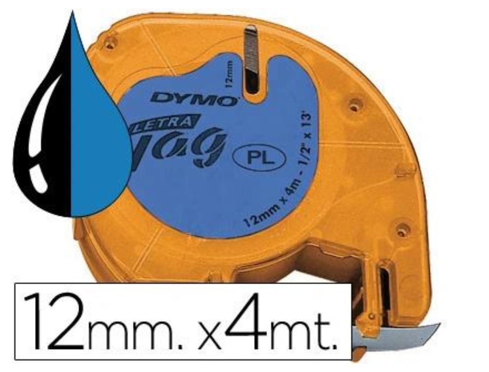 CINTA PLSTICO DYMO LETRATAG 12 MM. X 4 M. NEGRO/AZUL