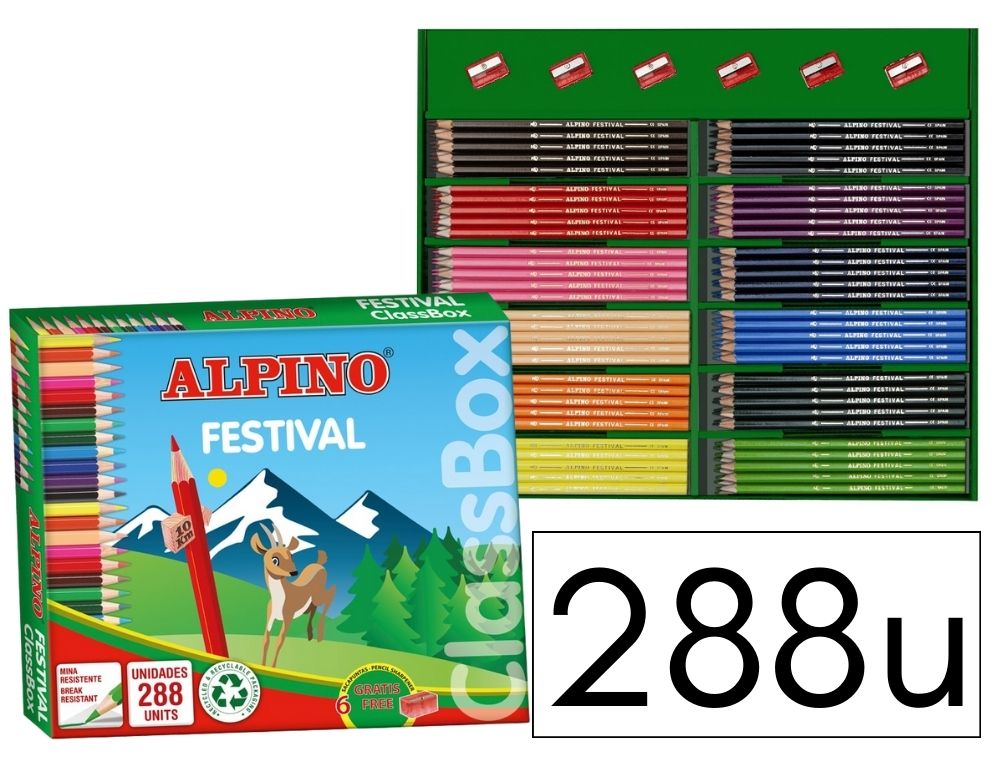 LAPICES DE COLORES ALPINO FESTIVAL CLASSBOX CAJA DE 288 UNIDADES 12 COLORES SURTIDOS