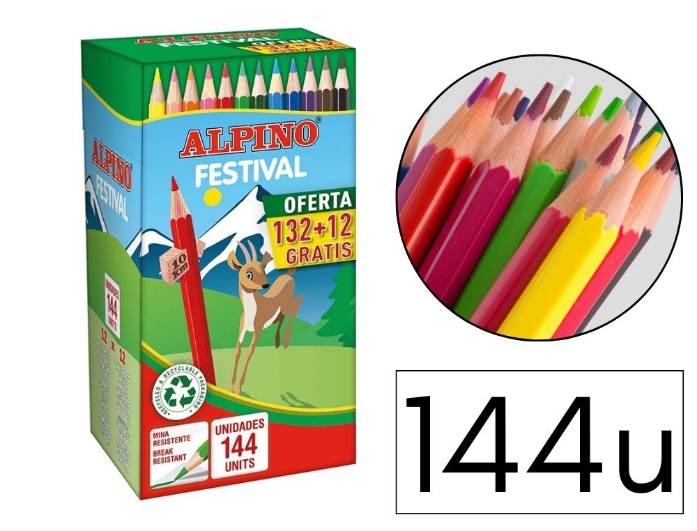 LAPICES ALPINO SCHOOL PACK CAJA 132 UDS. + 12UDS. GRATIS