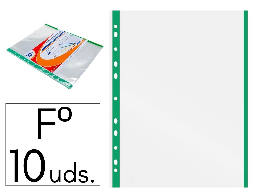 FUNDA GRAFOPLS P.P. F INDICADOR VERDE BOLSA DE 10 FUNDAS