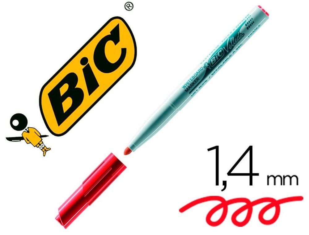 ROTULADOR BIC VELLEDA PARA PIZARRA ROJO PUNTA REDONDA 1,4 MM