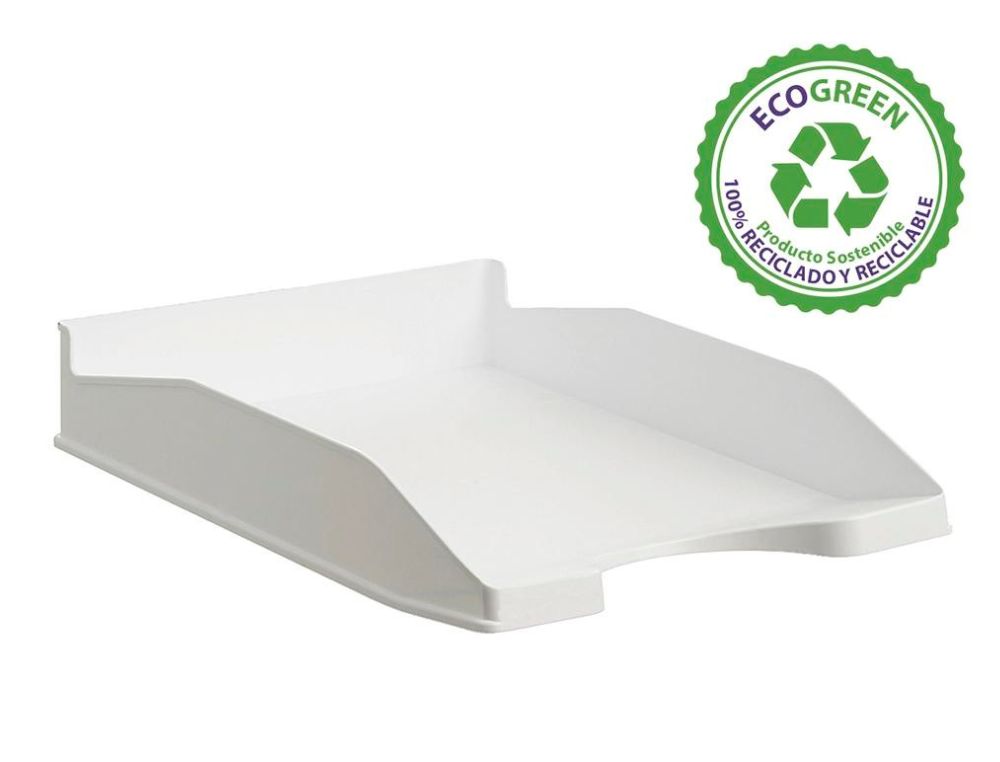 BANDEJA SOBREMESA ARCHIVO 2000 ECOGREEN PLASTICO 100% RECICLADO APILABLE FORMATOS DIN A4 Y FOLIO COLOR BLANCO
