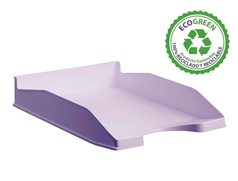 BANDEJA SOBREMESA ARCHIVO 2000 ECOGREEN PLASTICO 100% RECICLADO APILABLE FORMATOS DIN A4 Y FOLIO COLOR MALVA