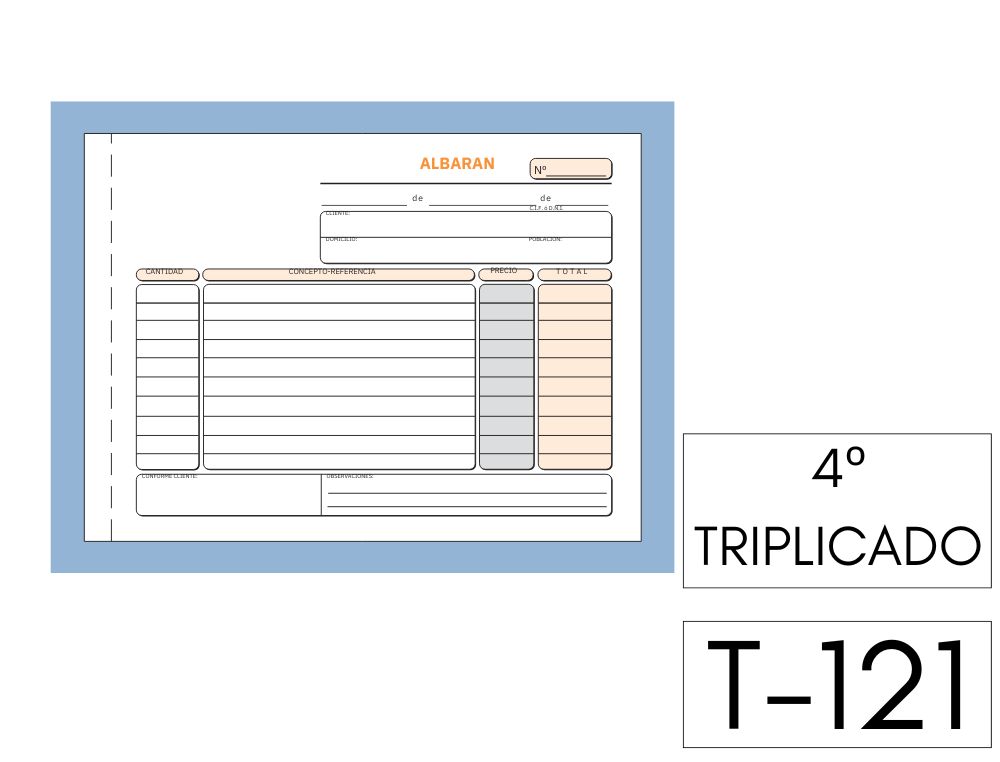 TALONARIO ALBARANES  4 APAISADO TRIPLE AUTOCOPIATIVO HORIZONTAL