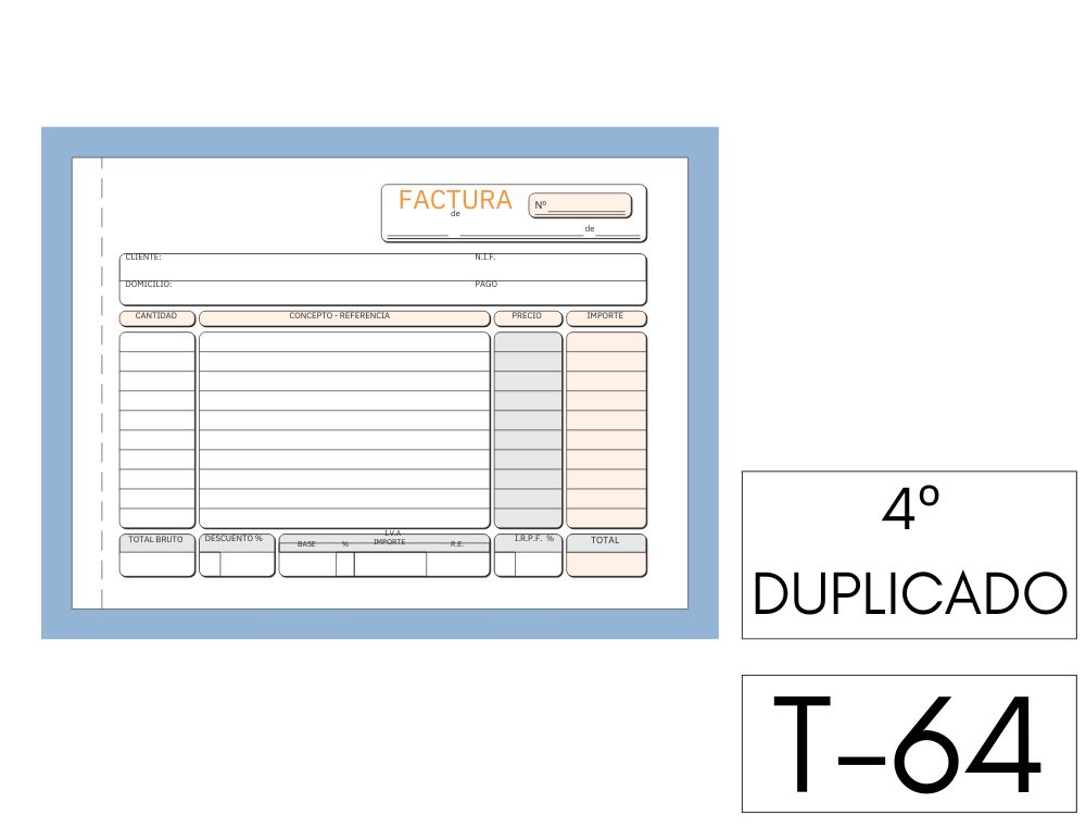 TALONARIO DE FACTURA DUPLO 4 APAISADO AUTOCOPIATIVO