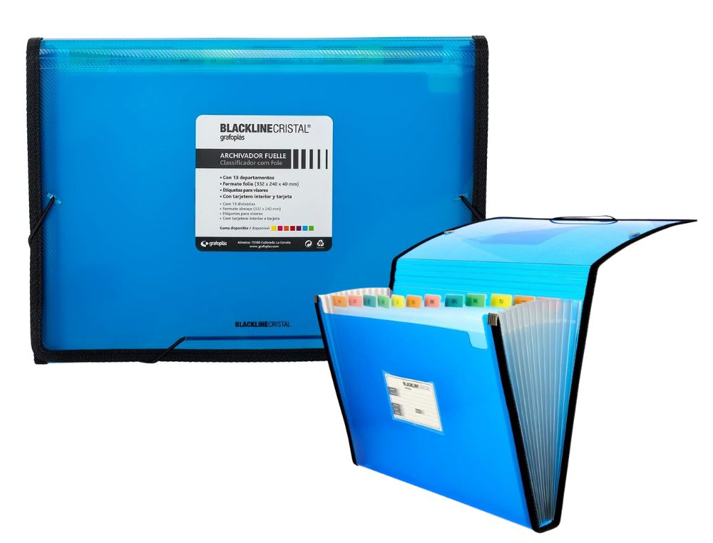 ARCHIVADOR GRAFOPLS BLACKLINE CRISTAL FUELLE 13 DIV. AZUL