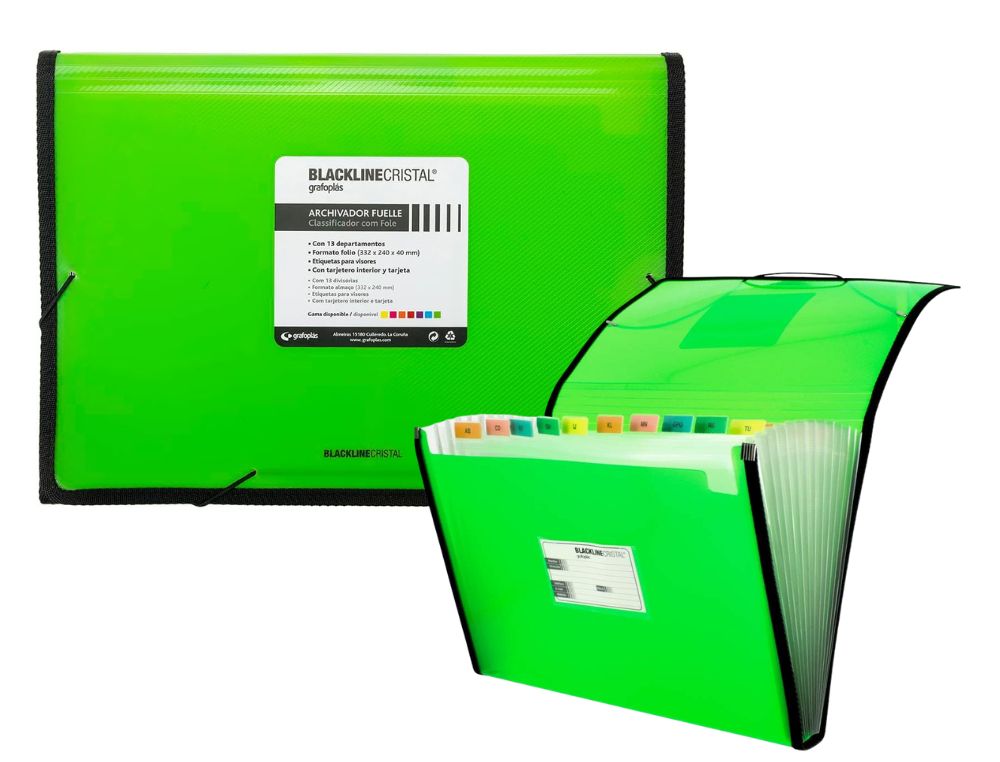 ARCHIVADOR GRAFOPLS BLACKLINE CRISTAL FUELLE 13 DIV. VERDE