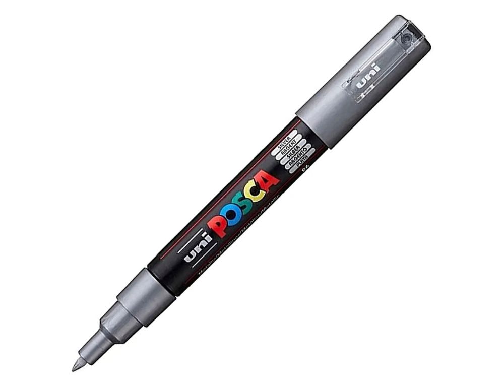 ROTULADOR UNI POSCA PC-1M MARCADOR DE PINTURA PUNTA EXTRAFINA 0,7 - 1 MM PLATA