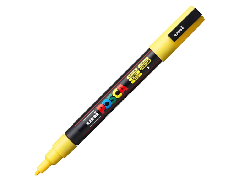 ROTULADOR UNI POSCA PC-3M MARCADOR DE PINTURA PUNTA CONICA 0,9-1,3 MM AMARILLO