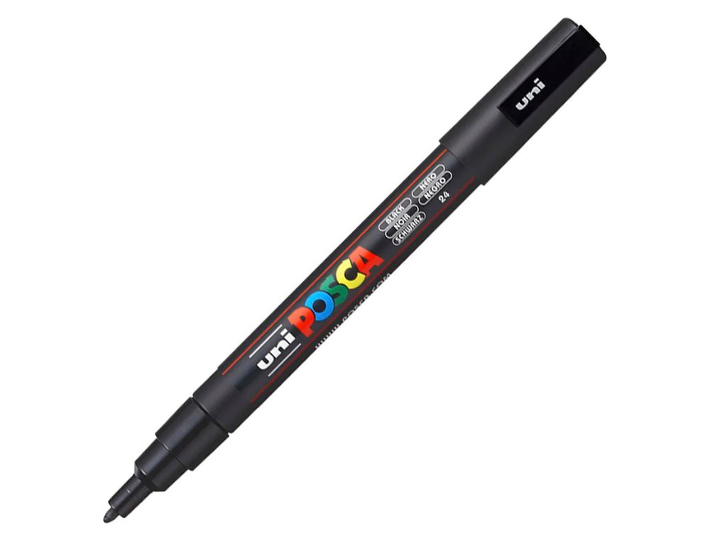 ROTULADOR UNI POSCA PC-3M MARCADOR DE PINTURA PUNTA CONICA 0,9-1,3 MM NEGRO