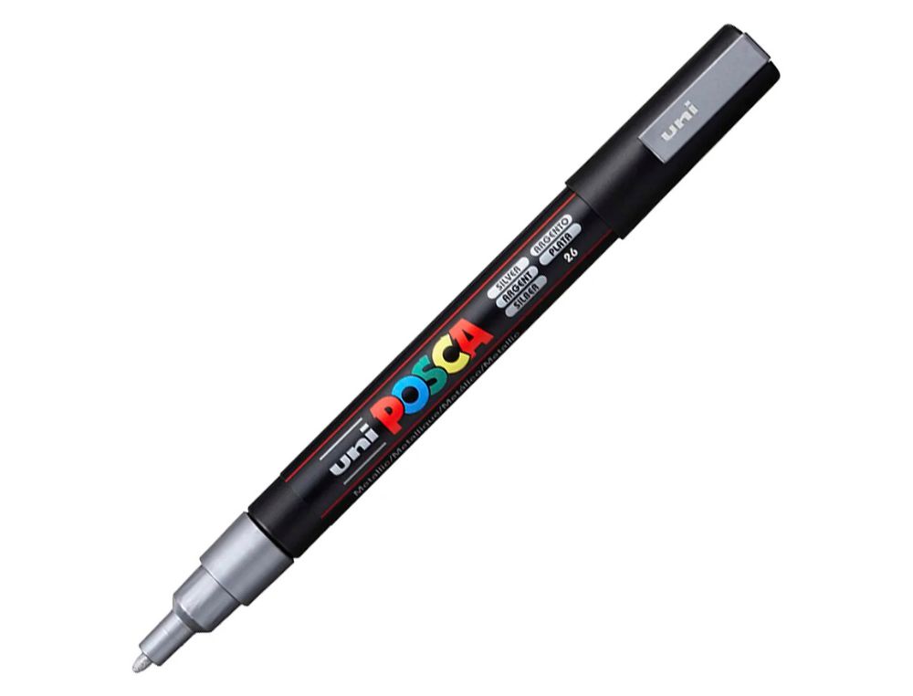 ROTULADOR UNI POSCA PC-3M MARCADOR DE PINTURA PUNTA CONICA 0,9-1,3 MM PLATA