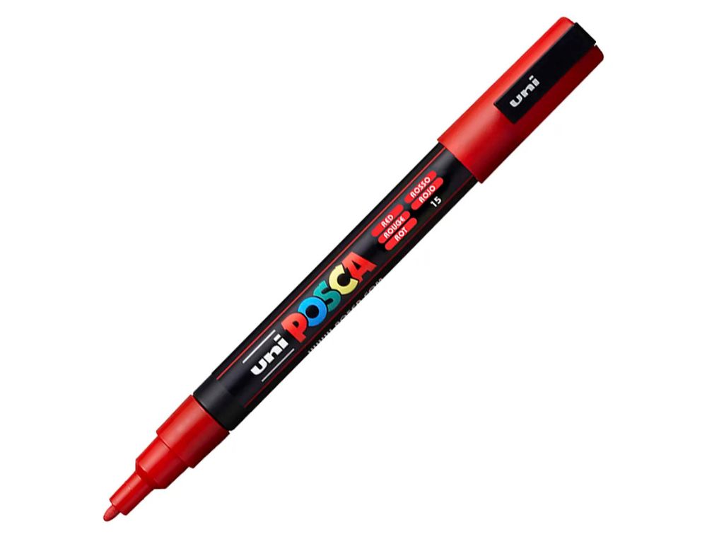 ROTULADOR UNI POSCA PC-3M MARCADOR DE PINTURA PUNTA CONICA 0,9-1,3 MM ROJO