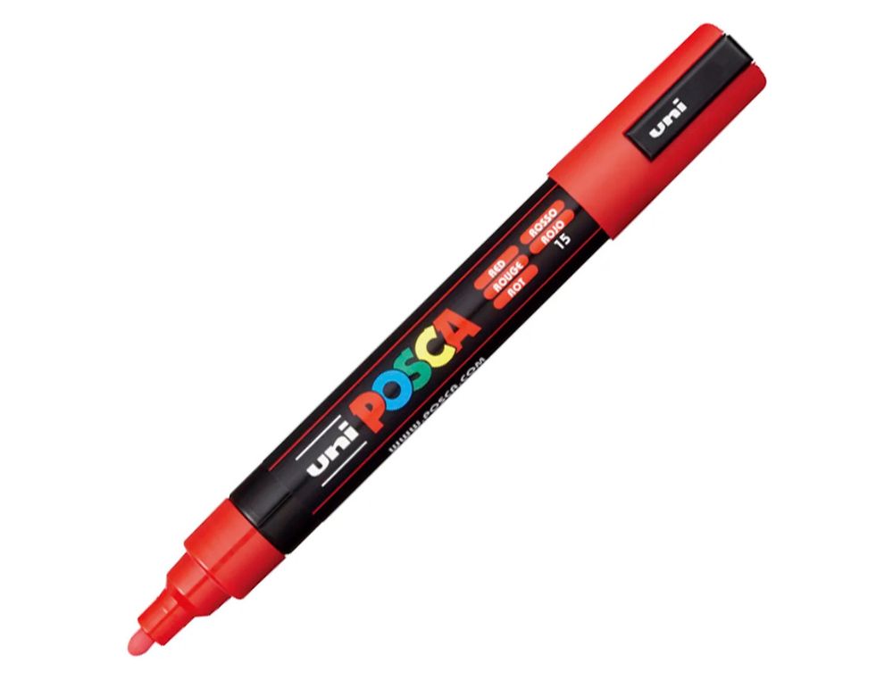 ROTULADOR UNI POSCA PC-5M MARCADOR DE PINTURA PUNTA CONICA 1,8-2,5 MM  ROJO
