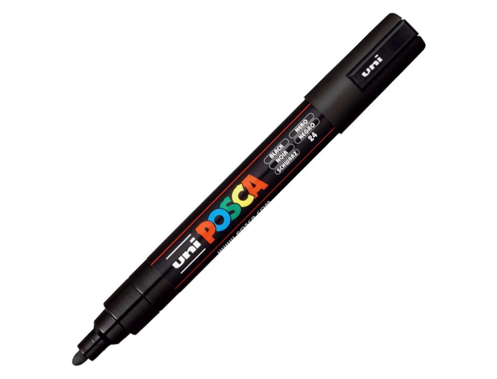 ROTULADOR UNI POSCA PC-5M MARCADOR DE PINTURA PUNTA CONICA 1,8-2,5 MM  NEGRO