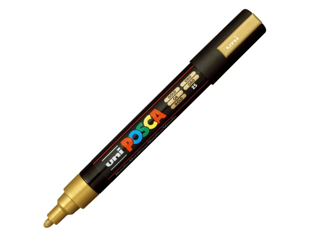 ROTULADOR UNI POSCA PC-5M MARCADOR DE PINTURA PUNTA CONICA 1,8-2,5 MM  ORO