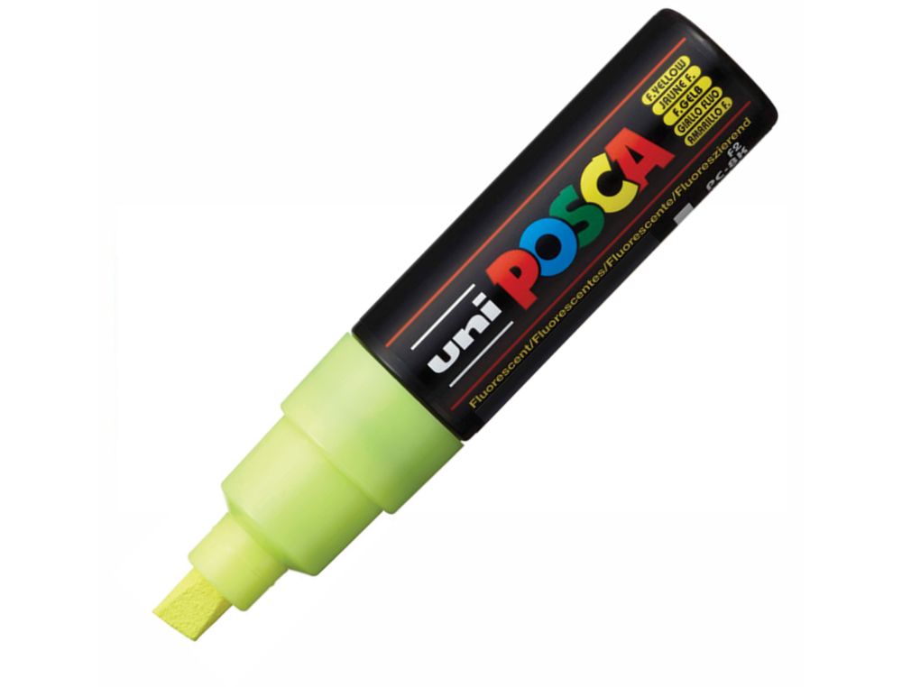 ROTULADOR UNI POSCA PC-8K MARCADOR DE PINTURA PUNTA BISELADA 8 MM  AMARILLO FLUOR