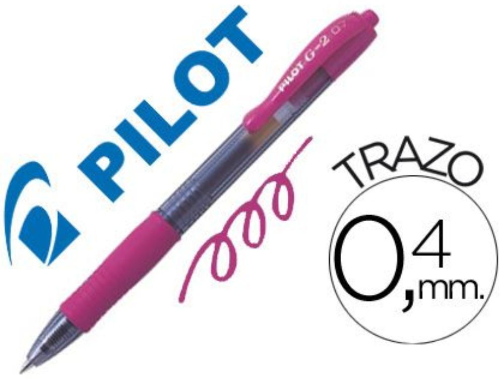 BOLIGRAFO PILOT G-2 ROSA TINTA GEL RETRACTIL SUJECION DE CAUCHO