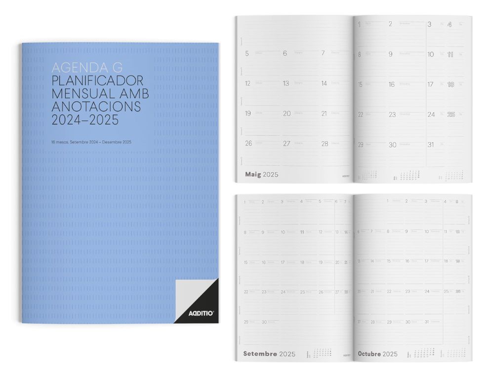 AGENDA G MÉS VISTA 2024-2025 CATALÀ +CALENDARI DE PLANIFICACIÓ 16  MESOS