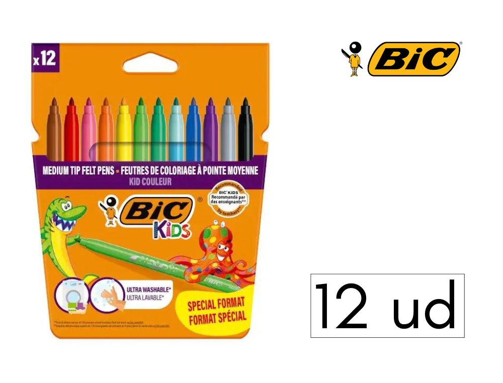 ROTULADORES BIC KIDS COULEUR SPECIAL FORMAT 12 UDS. PUNTA MEDIA