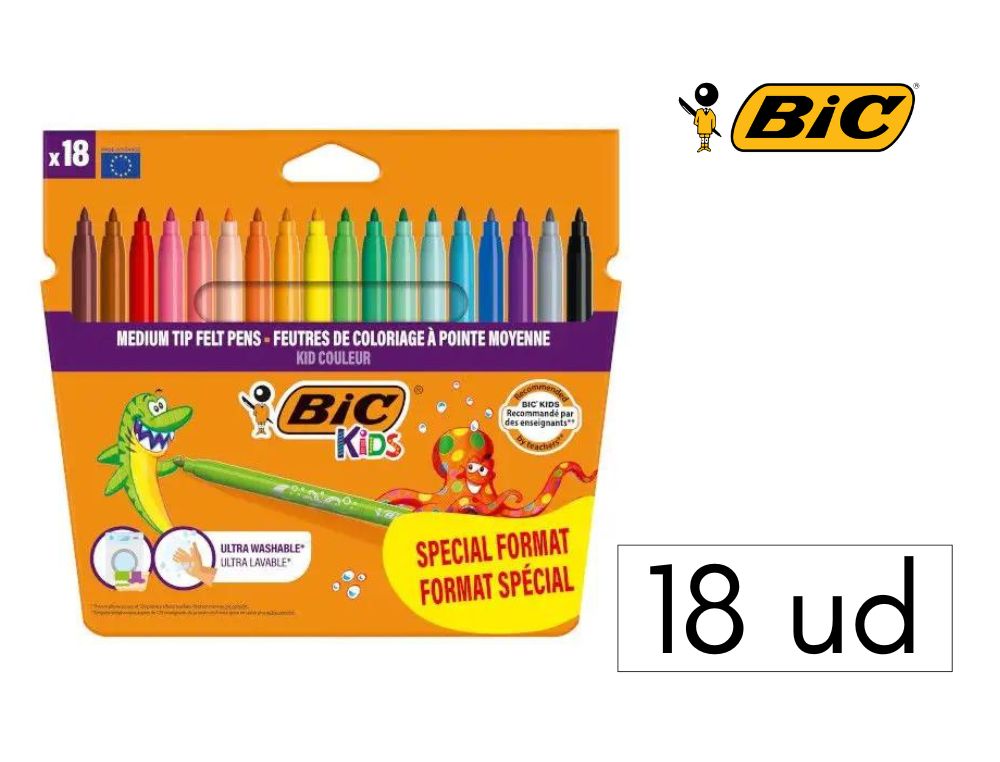ROTULADORES BIC KIDS COULEUR SPECIAL FORMAT 18 UDS. PUNTA MEDIA