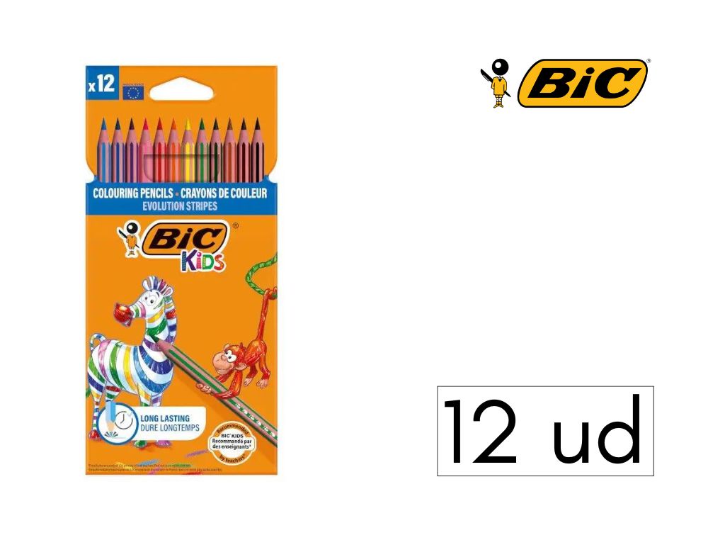 LPICES BIC KIDS STRIPES 12 COLORES